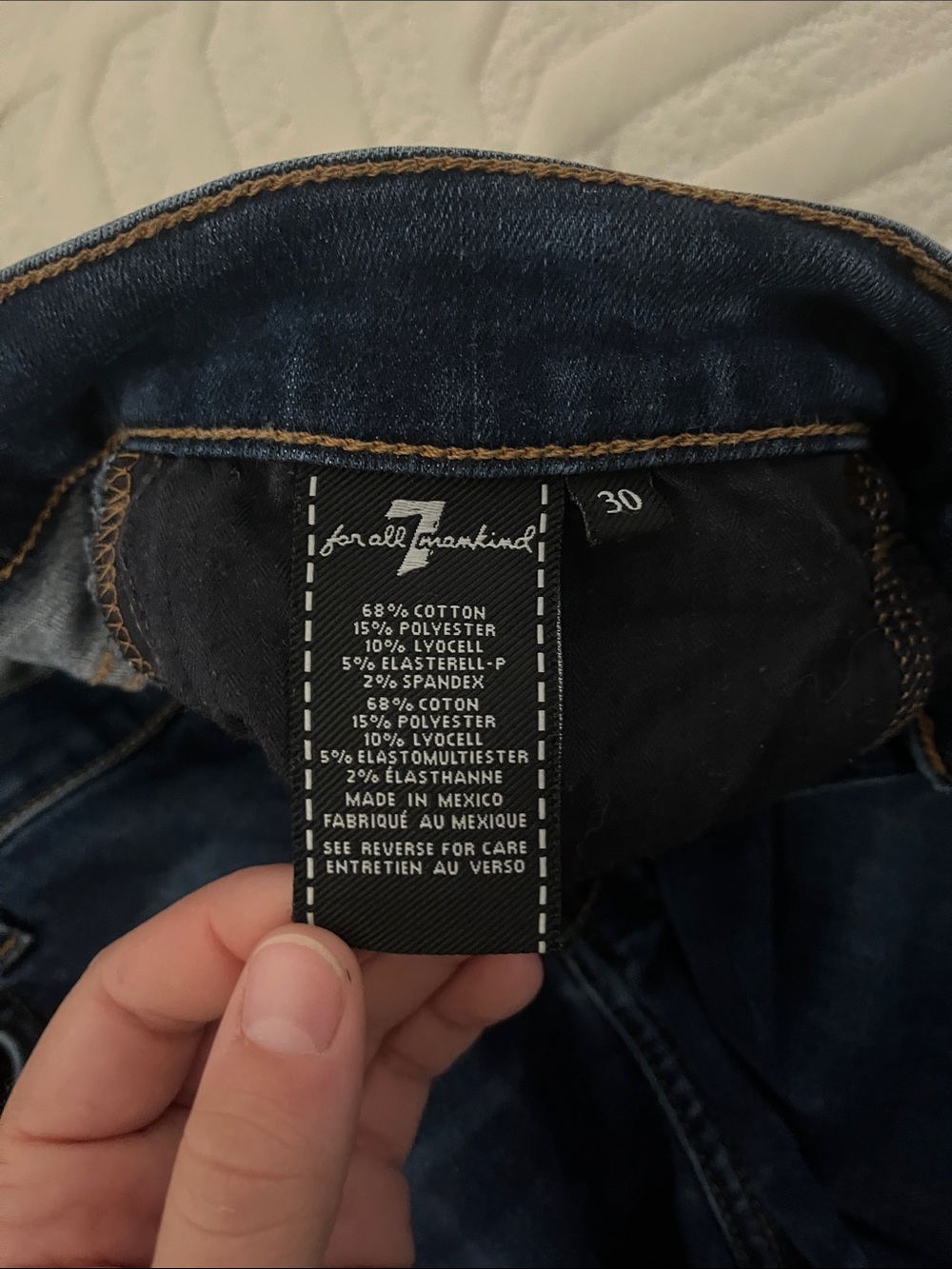 30 /  7 For All Mankind Dark Blue Flare Jeans - Picture 5 of 6